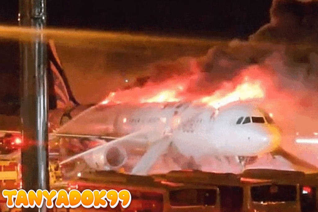 Pesawat Terbakar di Bandara Gimhae Busan Korea Selatan, 3 Orang Terluka